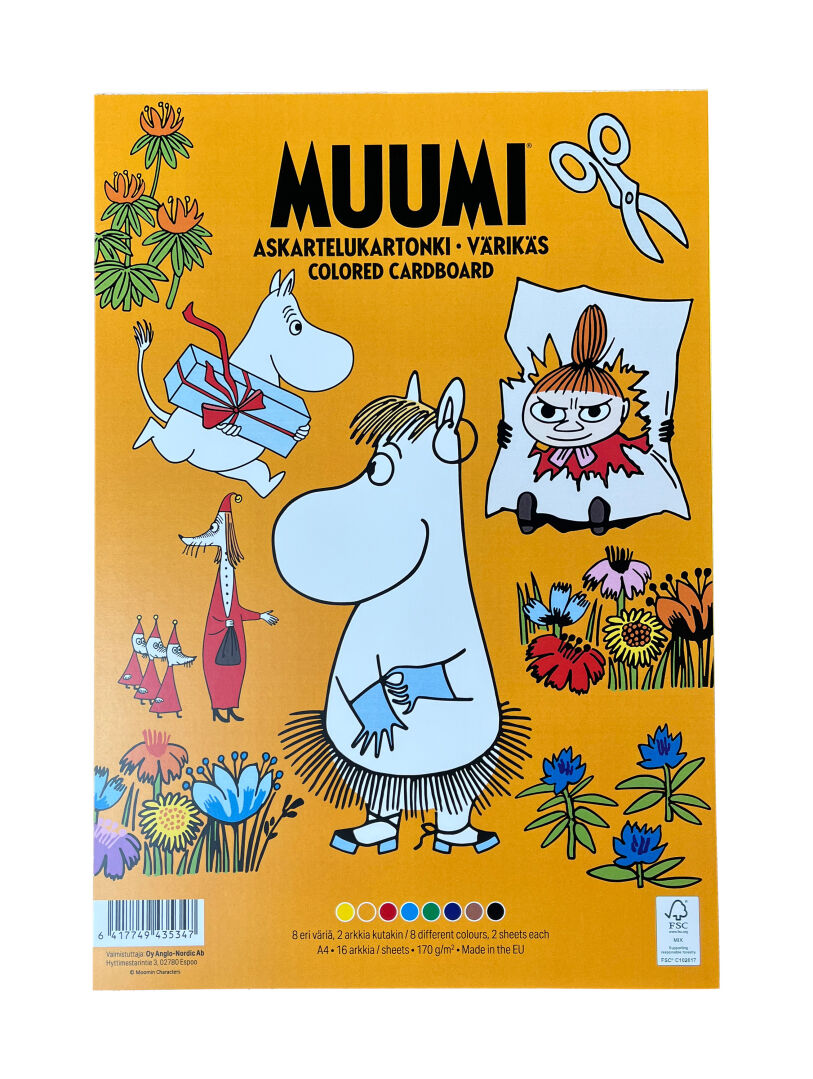 Askartelukartonki Muumi värikäs A4/16 arkkia